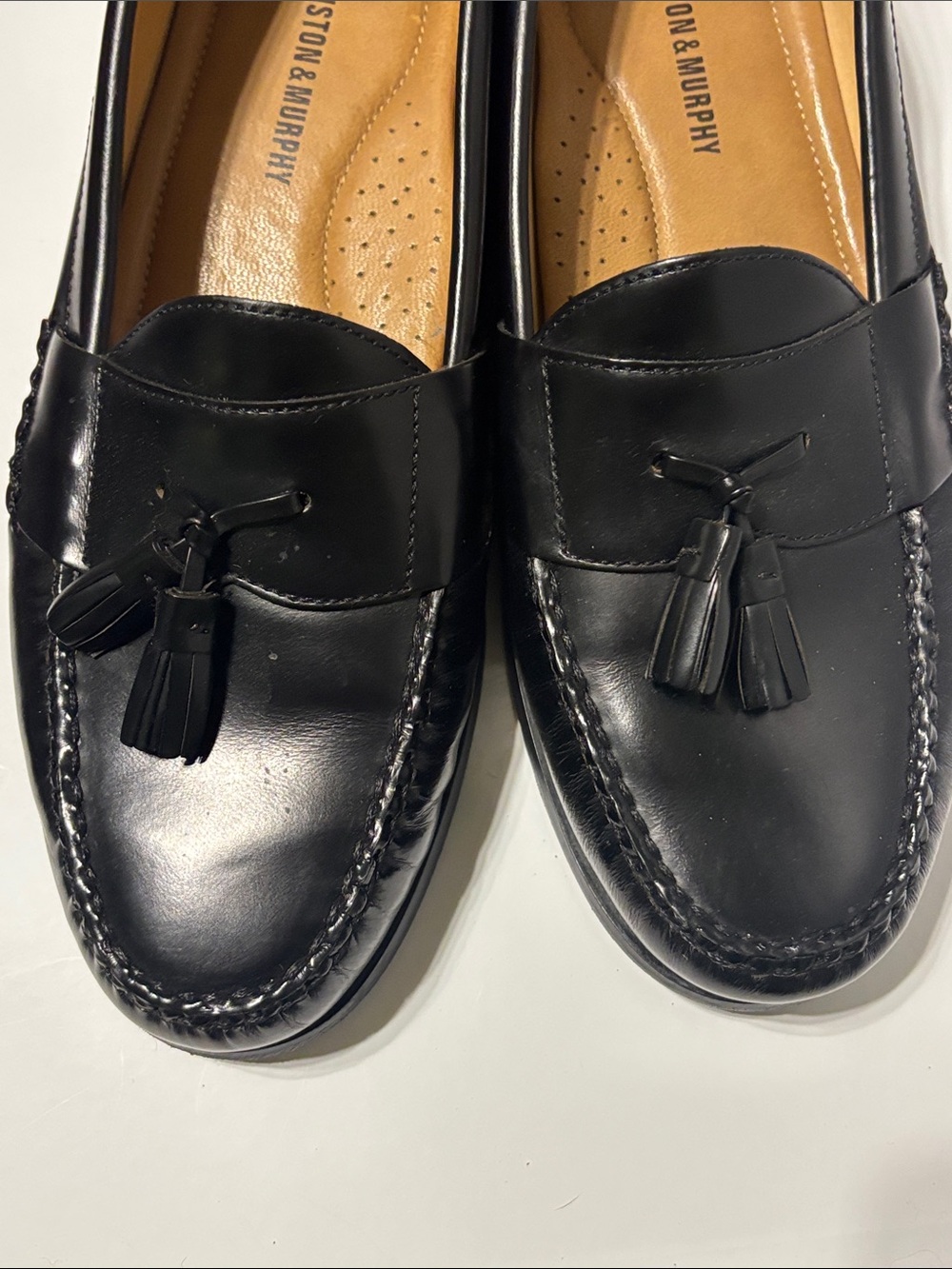 Johnston & Murphy Black Sheepskin Tassel Slip-On Loafers